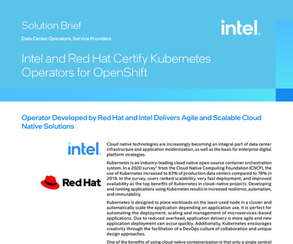 Intel and Red Hat Certify Kubernetes Operators for OpenShift