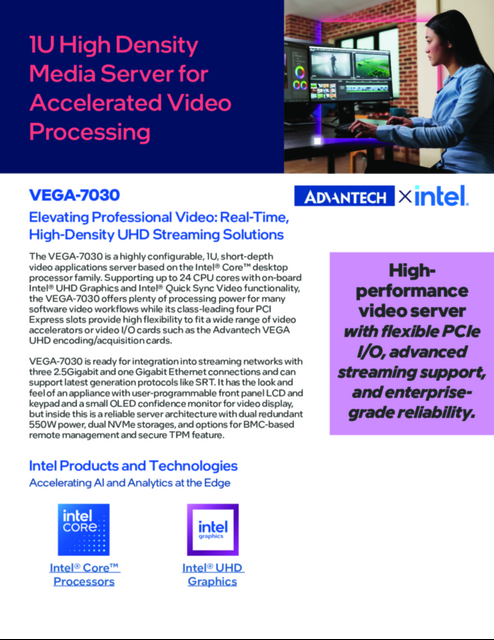 1U High Density Media Server for Accelerated Video Processing 1U High Density Media Server for Accelerated Video Processing