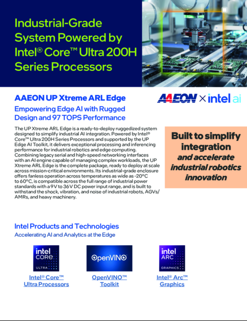 AAEON UP Xtreme ARL Edge Empowering Edge AI with Rugged Design and 97 TOPS Performance...