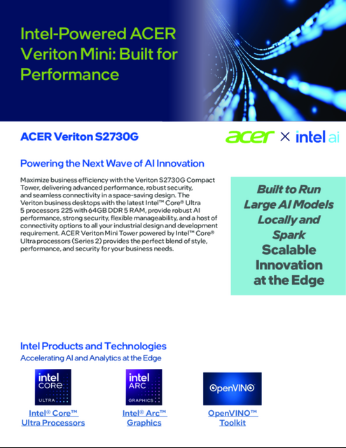 ACER Veriton S2730G : Powering the Next Wave of AI Innovation ACER Veriton S2730G : Powering the Next Wave of AI Innovation