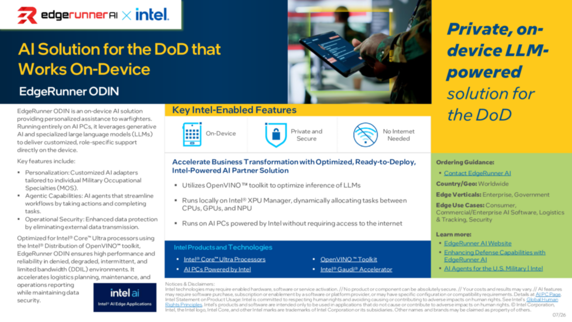 AI Solution for the DoD that Works On-Device... 