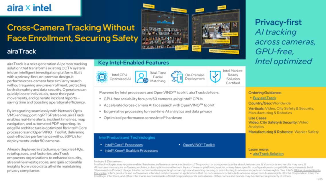 airaTrack : Cross-Camera Tracking Without Face Enrollment, Securing Safety