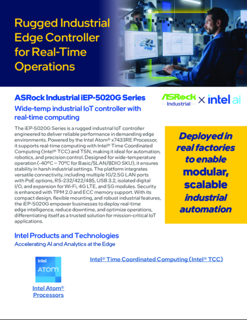 ASRock Industrial iEP-5020G Series - Wide-temp industrial IoT controller with real-time computing