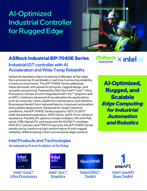 ASRock Industrial iEP-7040E Series-Industrial IOT controller with AI Acceleration and Wide-Temp Reliability