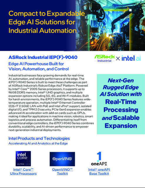 ASRock Industrial iEP(F)-9040 - Edge AI Powerhouse Built for Vision, Automation, and Control ASRock Industrial iEP(F)-9040 - Edge AI Powerhouse Built for Vision, Automation, and Control