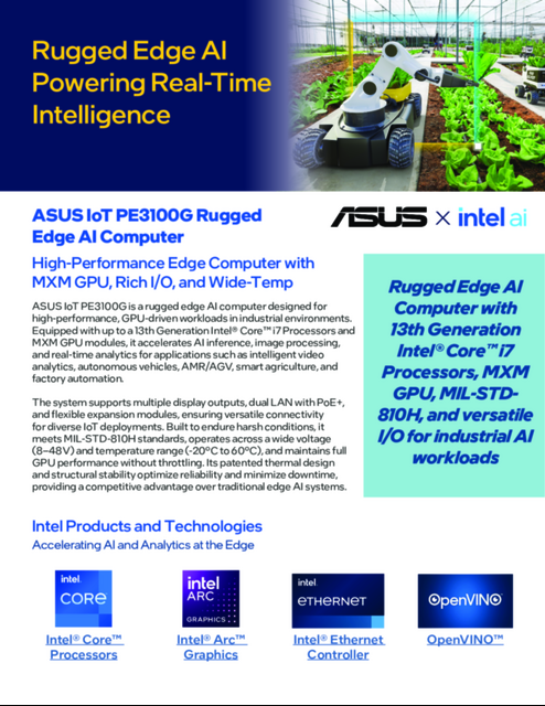 ASUS IoT PE3100G Rugged Edge AI Computer : High-Performance Edge Computer with MXM GPU, Rich I/O, and Wide-Temp