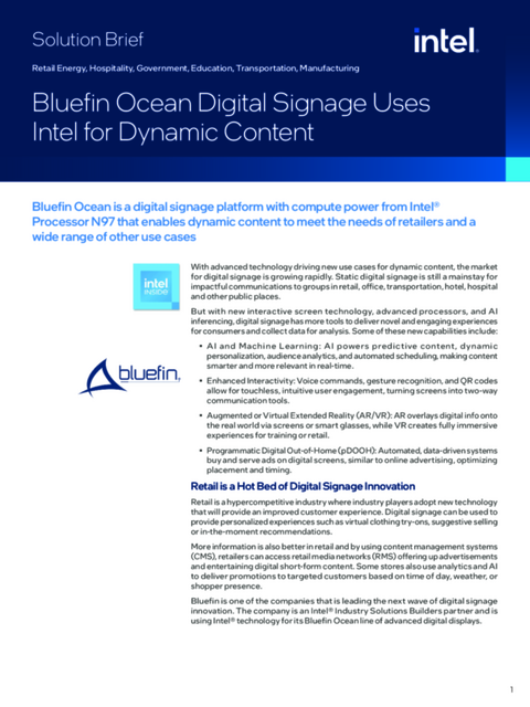 Bluefin Ocean Digital Signage Uses Intel for Dynamic Content... 