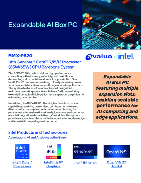 BMX-P820: 14th Gen Intel® Core™ i7/i5/i3 Processor (35W/65W) CPU Barebone System... 