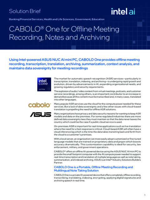 CABOLO® One for Offline Meeting Recording, Notes and Archiving