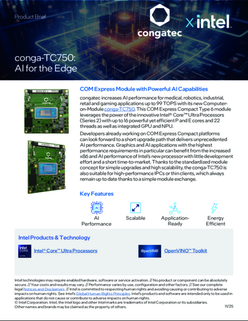 conga-TC750 : COM Express Module with Powerful AI Capabilities