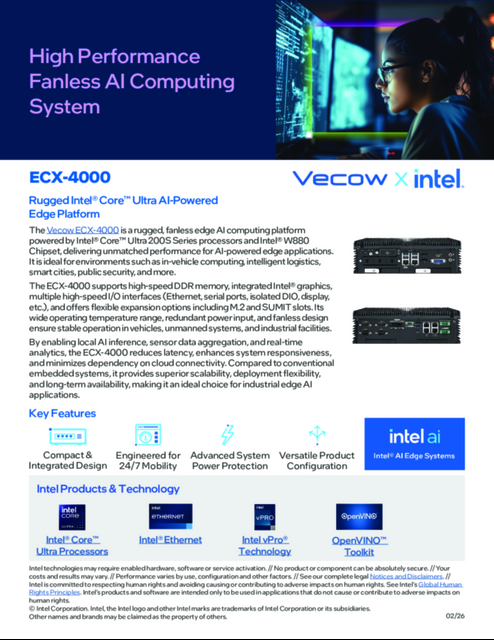 ECX-4000 Rugged Intel® Core™ Ultra AI-Powered Edge Platform... 