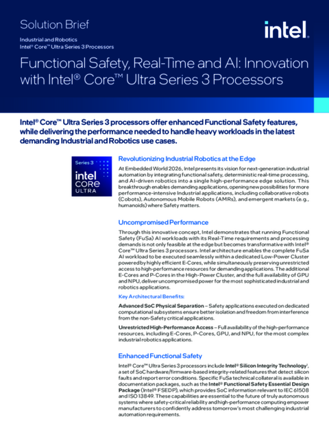 Functional Safety, Real-Time and AI: Innovation with Intel® Core™ Ultra Series 3 Processors
