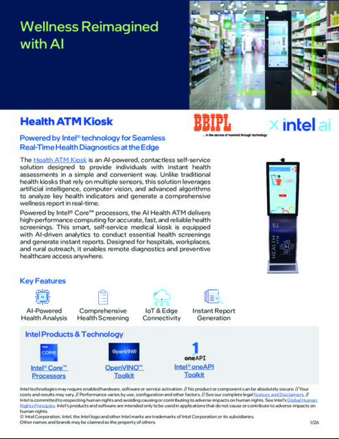 Health ATM Kiosk: Powered by Intel® technology for Seamless Real-Time Health Diagnostics at the Edge