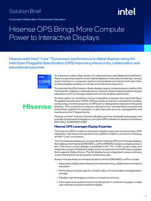 Hisense OPS Brings More Compute Power to Interactive Displays...