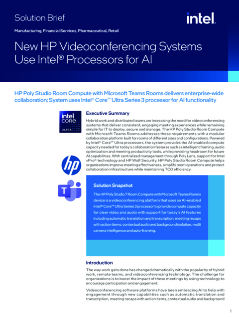 HP Videoconferencing Systems Use Intel® Processors for AI