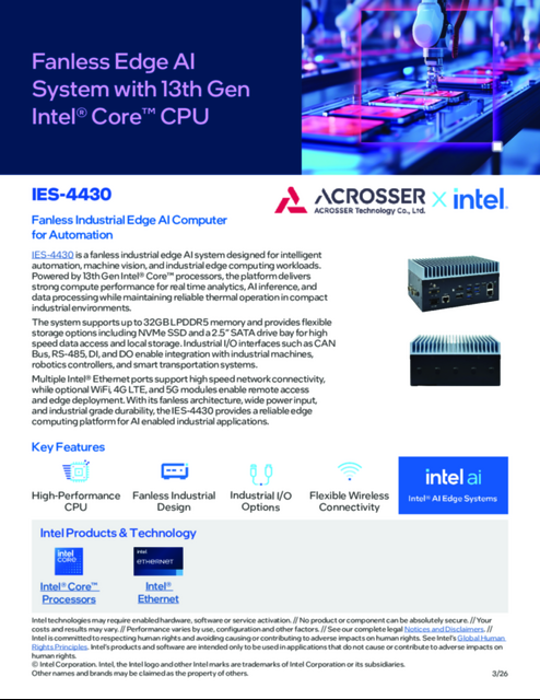 IES-4430: Fanless Industrial Edge AI Computer for Automation