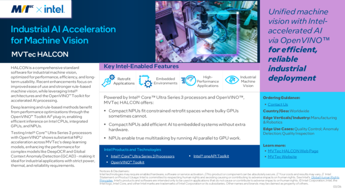 Industrial AI Acceleration for Machine Vision
