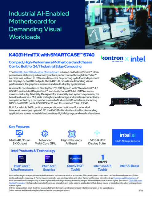 Industrial AI-Enabled Motherboard for Demanding Visual Workloads...