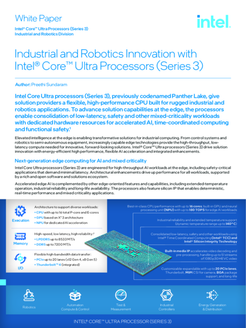 Industrial and Robotics Innovation with Intel® Core™ Ultra Processors (Series 3)... 