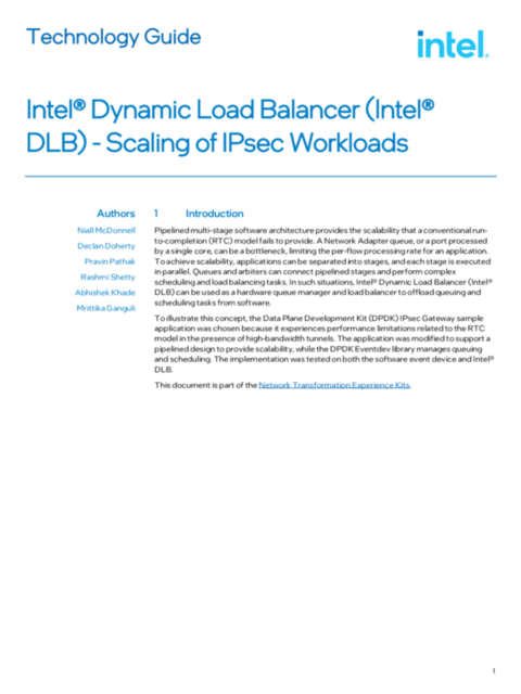 Intel® Dynamic Load Balancer (Intel® DLB) - Scaling of IPsec Workloads Technology Guide