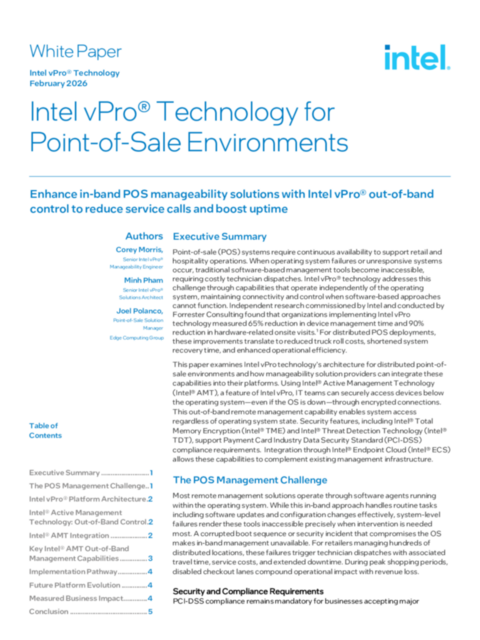 Intel vPro® Technology for Point-of-Sale Environments