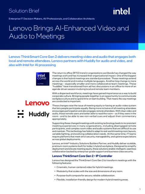 Lenovo Brings AI-Enhanced Video and Audio to Meetings