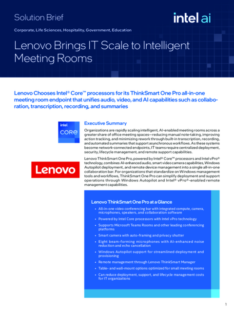 Lenovo Brings IT Scale to Intelligent Meeting Rooms... 