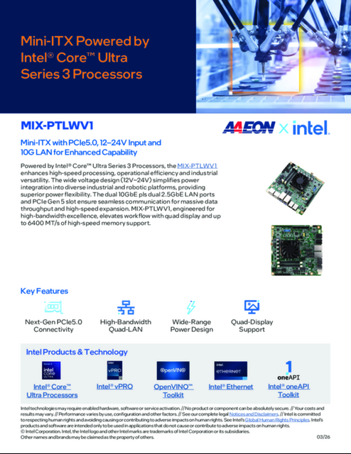 Mini-ITX Powered by Intel® Core™ Ultra Series 3 Processors