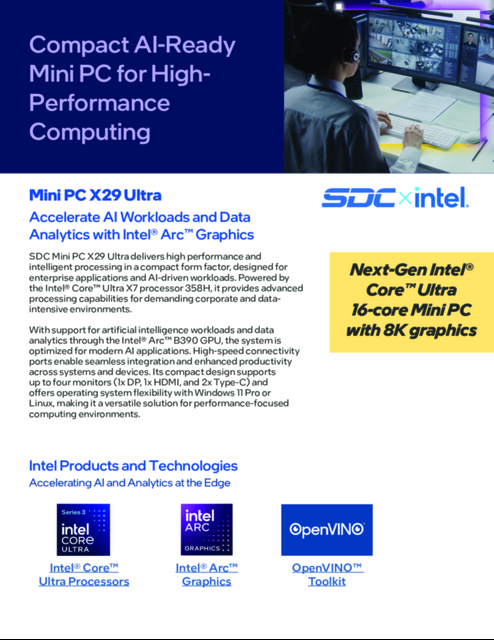 Mini PC X29 Ultra: Accelerate AI Workloads and Data Analytics with Intel® Arc™ Graphics...