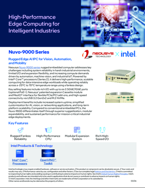 Neousys Nuvo-9000 Series: High-Performance Rugged Embedded Computer for Industrial IoT...
