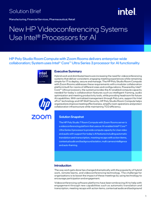 New HP Videoconferencing Systems Use Intel® Processors for AI... 