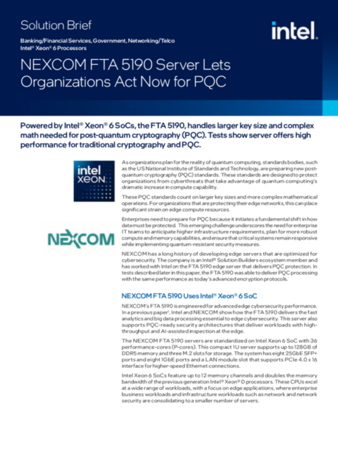 NEXCOM FTA 5190 Server Lets Organizations Act Now for PQC