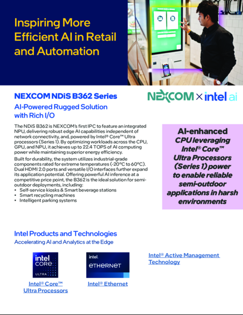 NEXCOM NDiS B362 Series AI-Powered Rugged Solution with Rich I/O... 