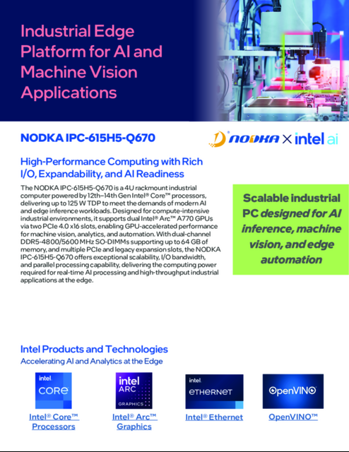 NODKA IPC-615H5-Q670: Industrial Edge Platform for AI and Machine Vision Applications...