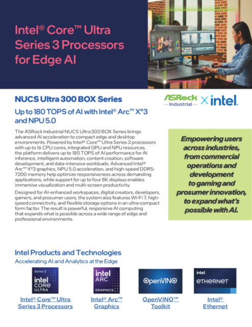 NUCS Ultra 300 BOX Series Up to 180 TOPS of AI with Intel® Arc™ Xe3 and NPU 5.0... 