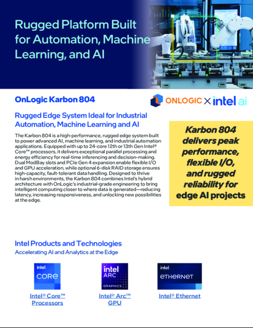 OnLogic Karbon 804: Rugged Platform Built for Automation, Machine Learning, and AI OnLogic Karbon 804: Rugged Platform Built for Automation, Machine Learning, and AI