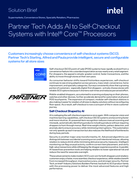 Partner Tech Adds AI to Self-Checkout Systems with Intel® Core™ Processors... 