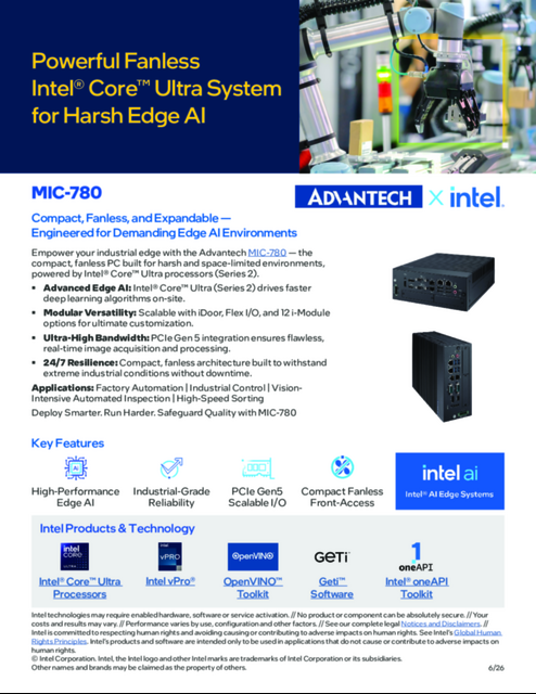 Powerful Fanless Intel® Core™ Ultra System for Harsh Edge AI... 