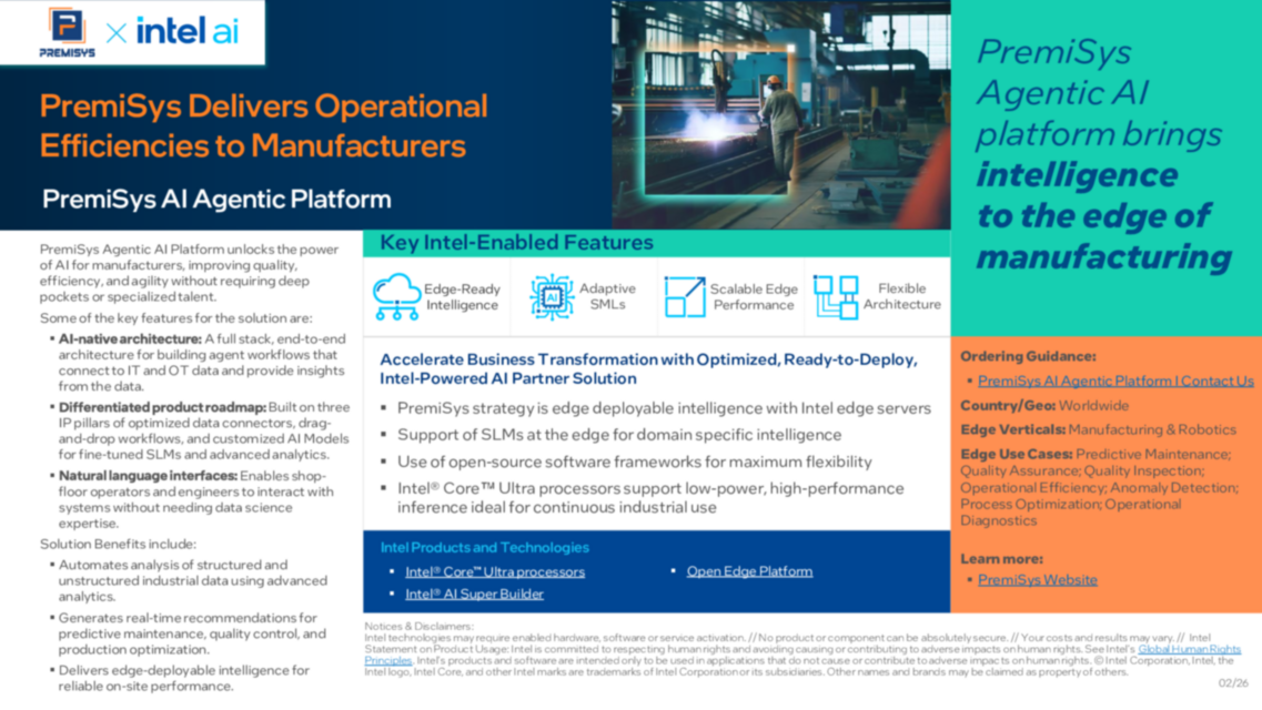 PremiSys Delivers Operational Efficiencies to Manufacturers PremiSys AI Agentic Platform...