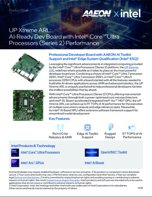 Professional Developer Board with AAEON AI Toolkit Support and Intel® Edge System Qualification (Intel® ESQ)