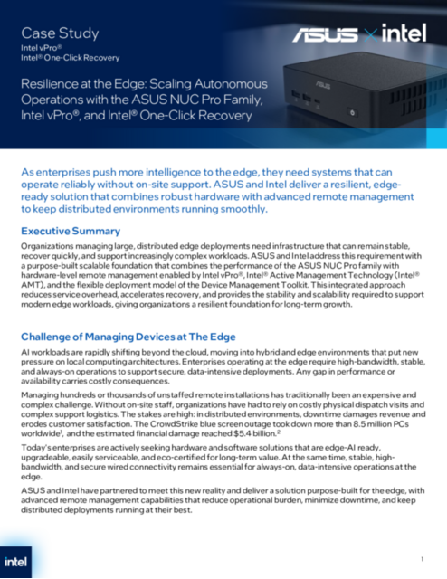 Resilience at the Edge: Scaling Autonomous Operations with the ASUS NUC Pro Family, Intel vPro®, and Intel® One-Click Recovery