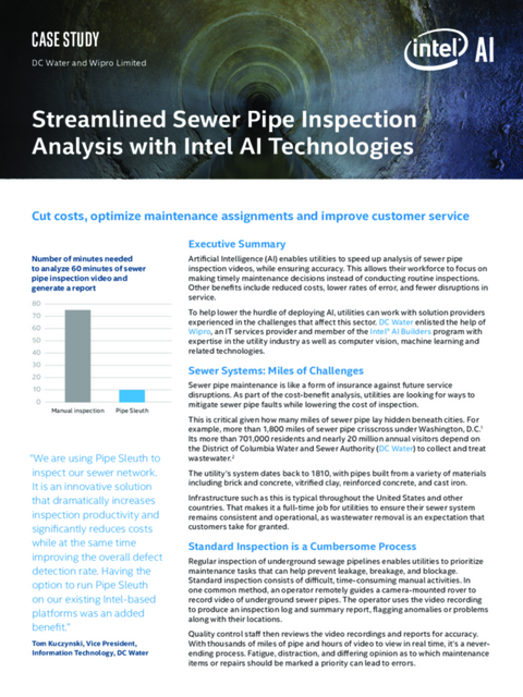 Streamlined Sewer Pipe Inspection Analysis with Intel AI Technologies Streamlined Sewer Pipe Inspection Analysis with Intel AI Technologies