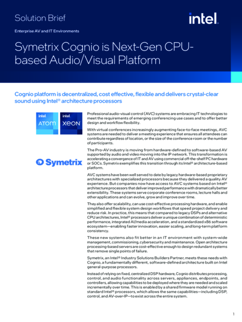 Symetrix Cognio is Next-Gen CPU-based Audio/Visual Platform... 