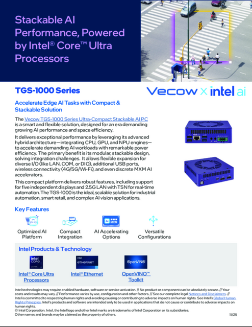 TGS-1000 Series: Stackable Al Performance, Powered by Intel® Core™ Ultra Processors... 