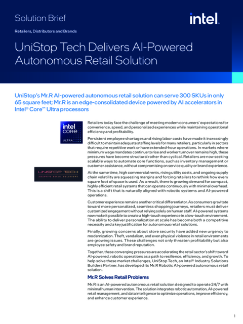 UniStop Tech Delivers AI-Powered Autonomous Retail Solution...