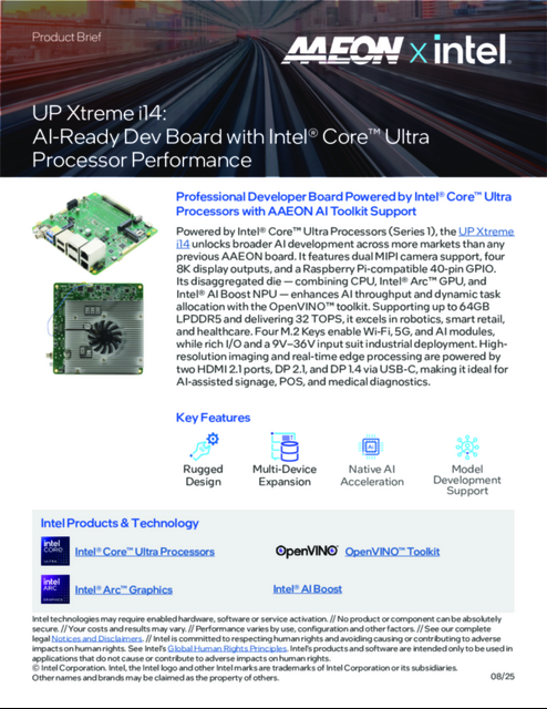 UP Xtreme i14: AI-Ready Dev Board with Intel® Core? Ultra Processor Performance