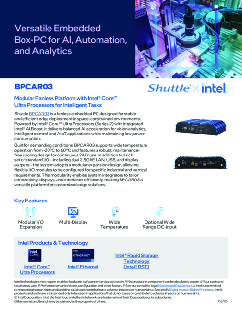 Versatile Embedded Box-PC for AI, Automation, and Analytics Versatile Embedded Box-PC for AI, Automation, and Analytics