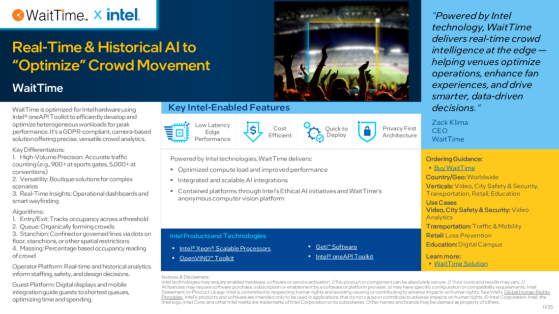 WaitTime : Real-Time & Historical AI to “Optimize” Crowd Movement