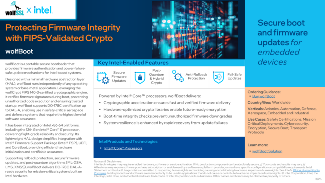 wolfBoot : Protecting Firmware Integritywith FIPS-Validated Crypto