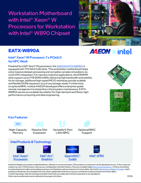 Workstation Motherboard with Intel® Xeon® W Processors for Workstation with Intel® W890 Chipset